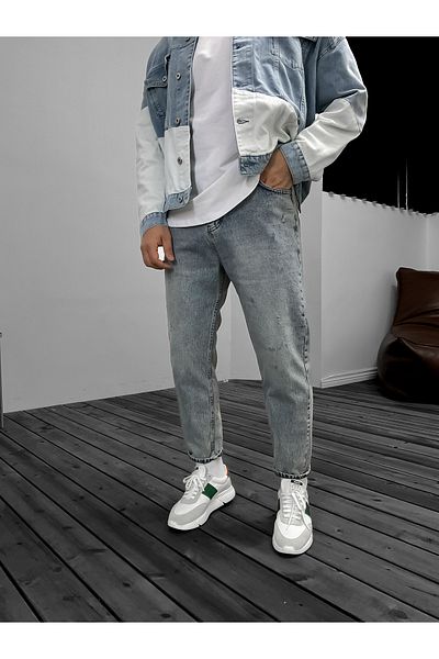 BYBASICMAN Ice Blue Ripped Detailed Boyfriend Ke-162/390/243/381