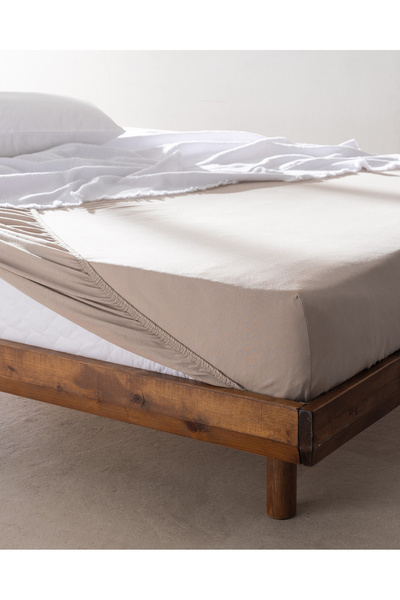 Madame Coco Valeria Single Combed Cotton Sheet - 100% Cotton, Dark Beige