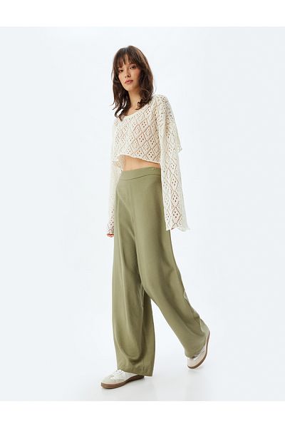 Koton Modal Pants High Waist Wide Leg