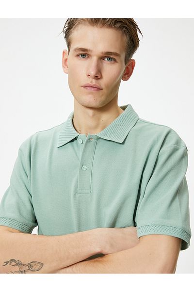 Koton Tričko Slim Fit s krátkým rukávem a knoflíkem