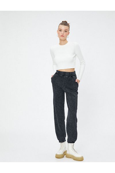 Koton Relaxed Fit - Raster Jogger Sweatpants with Elastic Waist and Pockets