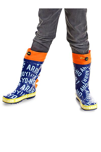 Denokids Bunte elastische Gummistiefel mit Dinosaurier-Motiv für Jungen