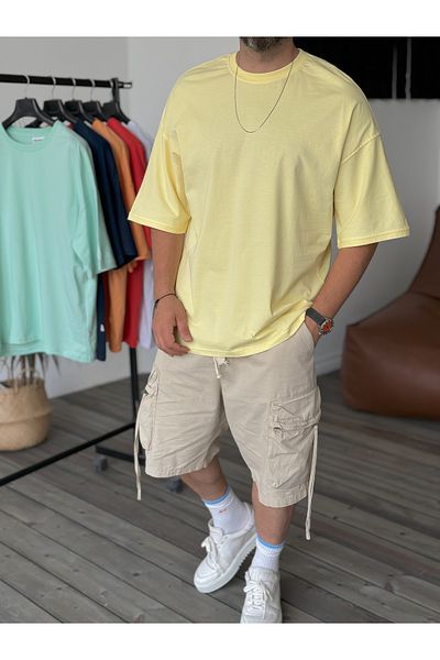 BYBASICMAN Yellow Thin Oversize Basic T-Shirt Res-3014