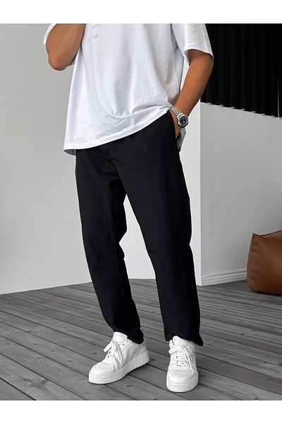 BYBASICMAN Baggy Fabric Black Parachute Trousers - Ke-5052