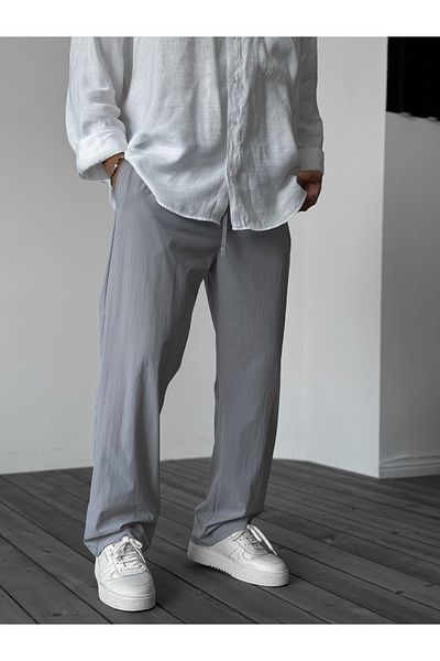 BYBASICMAN Gray Lycra Parachute Fabric Baggy Pants Ke-5052