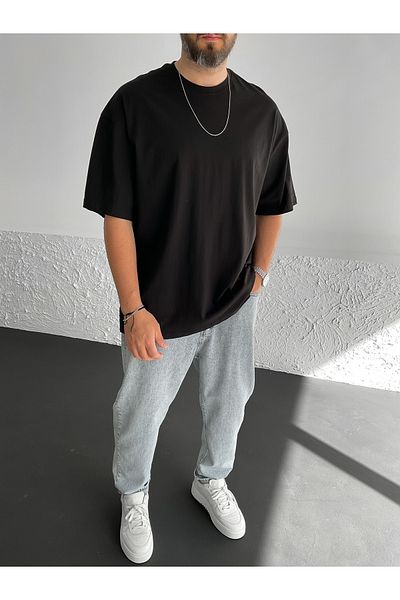 BYBASICMAN Black Slit Basic Oversize T-shirt By-1268