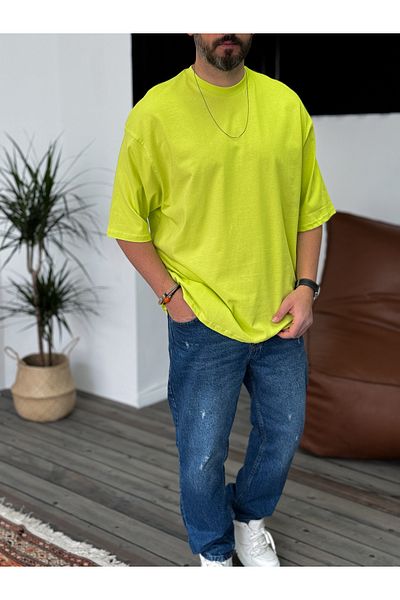 BYBASICMAN Neon Green Basic Oversize T-Shirt JJ-326