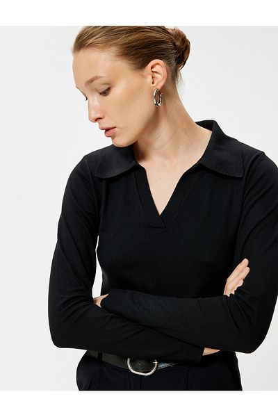 Koton Pulover tricot cu mânecă lungă și gât polo