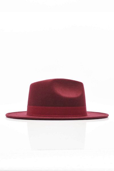 Külah Women's Boater Burgundy Cowboy Panama Fedora Hat