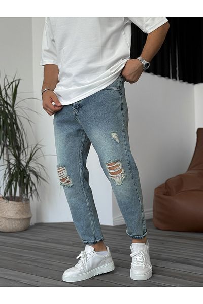 BYBASICMAN Blue Ripped Antique Boyfriend KE-595