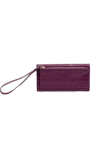 Desa Crystal Purple Women's Crocodile Printed Leather Wallet