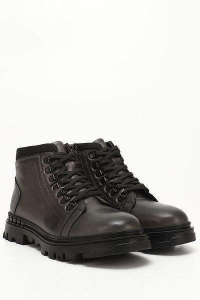 GÖNDERİ(R) Men's Gray Zippered Thermo Sole Genuine Leather Boots