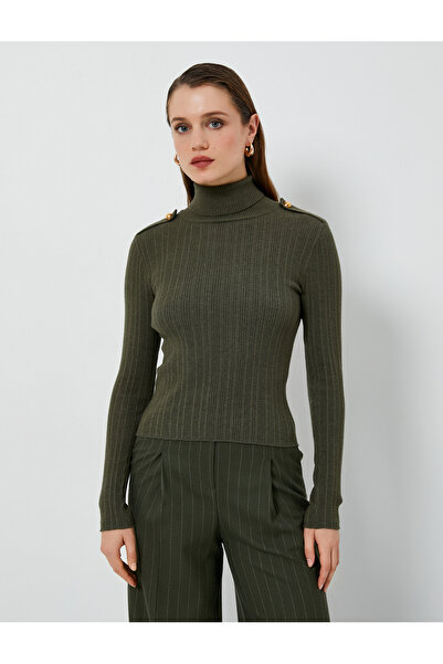 Koton Pulover de tricotaj cu guler rotit, cu detaliu carasol și epolet