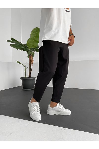 BYBASICMAN Pantaloni de bază negri cu tăietură largi By-319