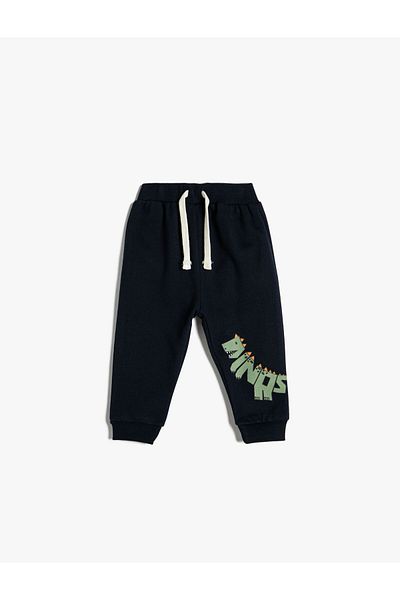 Koton Jogger Sweatpants Dinosaur Printed Raised Waist Tied