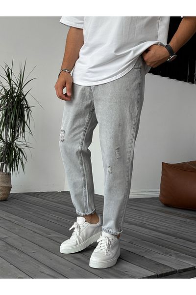 BYBASICMAN Light Gray Boyfriend Green Ripped Detail - Ke-562/09/081/165/469