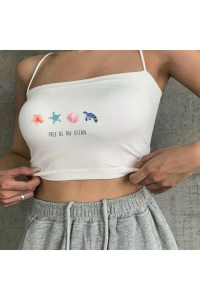 Toum MODESSY Free As The Ocean Бял бюстие с връзки