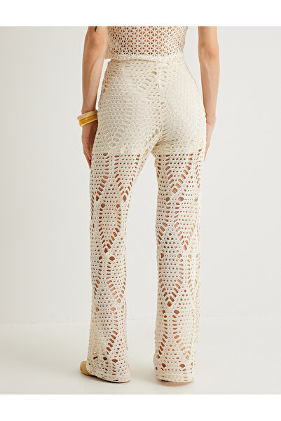 Koton Melis Ağazat - Polopodšité háčkované široké kalhoty