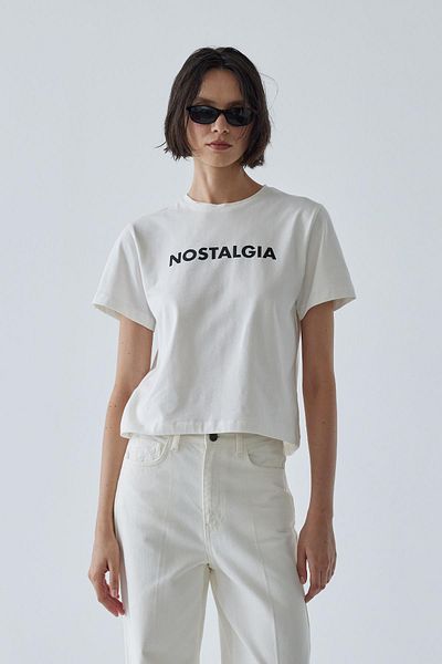 Suud Collection Nostalgie bedrucktes T-Shirt in Ecru