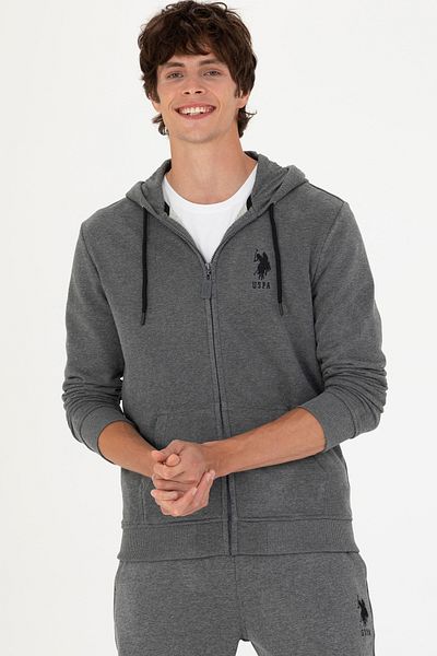 U.S. Polo Assn. Men's Anthracite Melange Knitted Cardigan 50269401 -Vr081