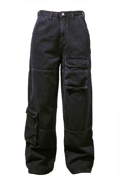 DESTİNE Loots Y2K Μαύρο Cargo Pocket Φαρδύ τζιν