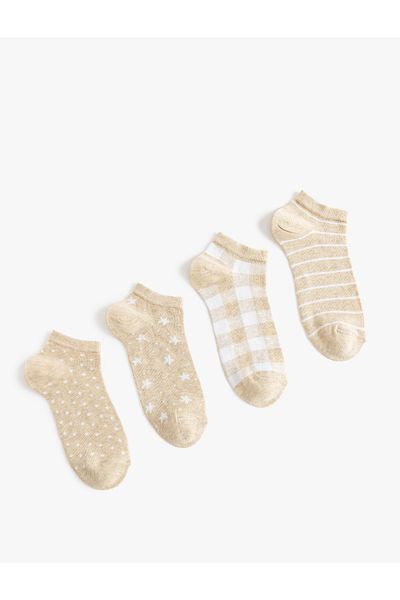 Koton Set de șosete papuci cu model geometric din 4 piese