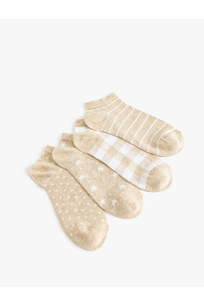 Koton Set de șosete papuci cu model geometric din 4 piese