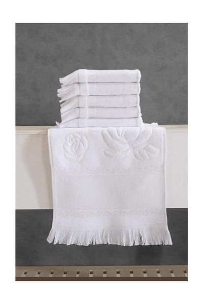 Fiesta 30 X 50 Etamın Jacquard Leg Soft Towels 12 τμχ - Λευκό - Standard