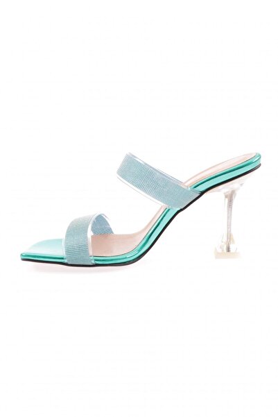 DGN 5155-23y Γυναικείες παντόφλες με διάφανο ασημί λουράκι με τακούνι