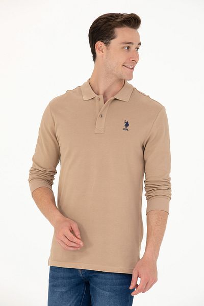 U.S. Polo Assn. Ανδρικό φούτερ σε χρώμα Camel - 50269403 -VR015 Βασικό μοντέλο