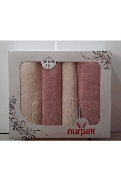Nurpak Σετ πετσετών μπάνιου Hazal σε κρεμ και ροζ χρώμα