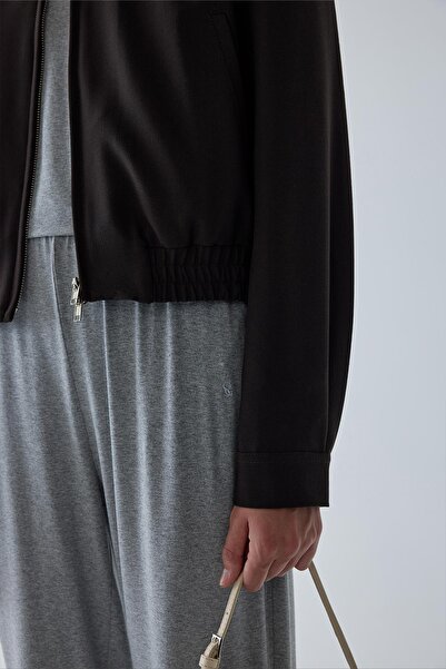 Suud Collection Cooper Crop Bomber Jacket - Bitter Brown