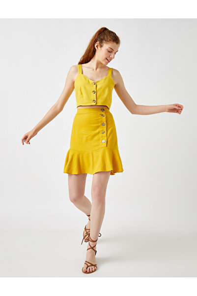 Koton Ψηλόμεση φούστα με λινό μείγμα