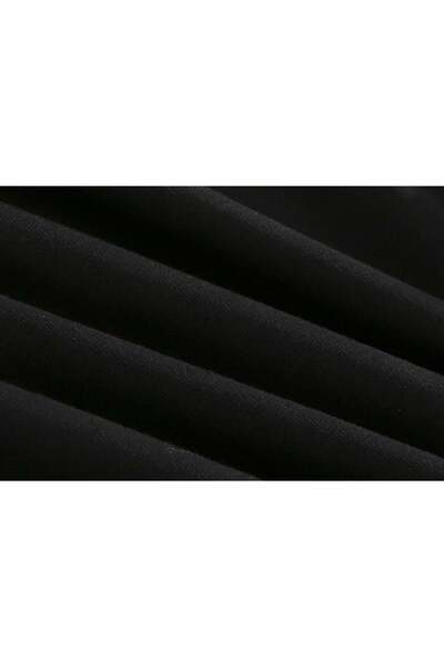 Toum MODESSY Blackpink Is The Revolution Baskılı Line Detail Unisex Oversize Bisiklet Yaka Siyah Sweatsh