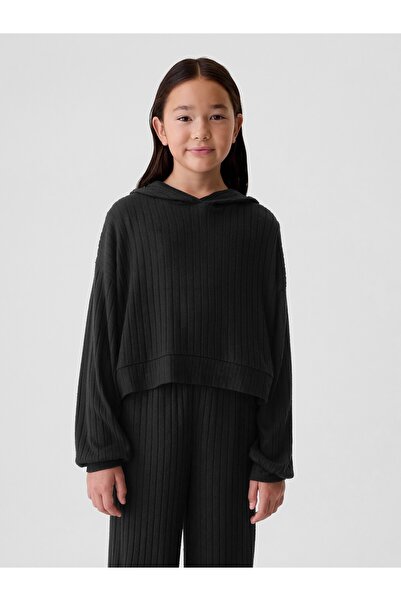 GAP Kız Çocuk Siyah Cozy Softspun Sweatshirt