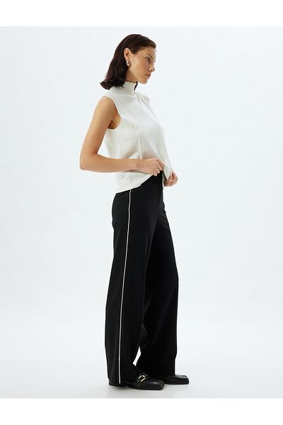 Koton Wide Leg Fabric Trousers with Side Stripe Detail