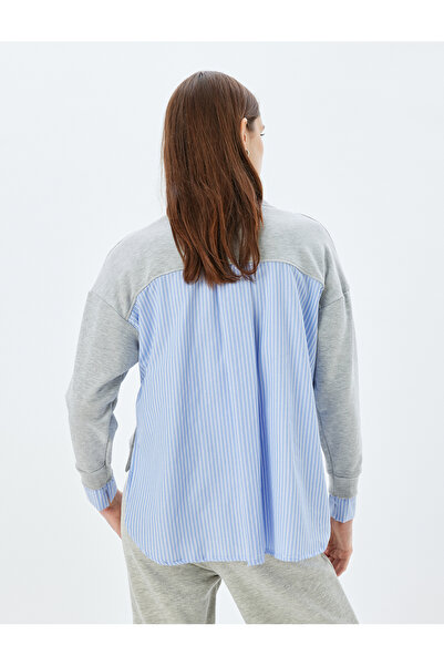 Koton Μακρυμάνικο φούτερ με λαιμόκοψη - δύο διαφορετικά υφάσματα