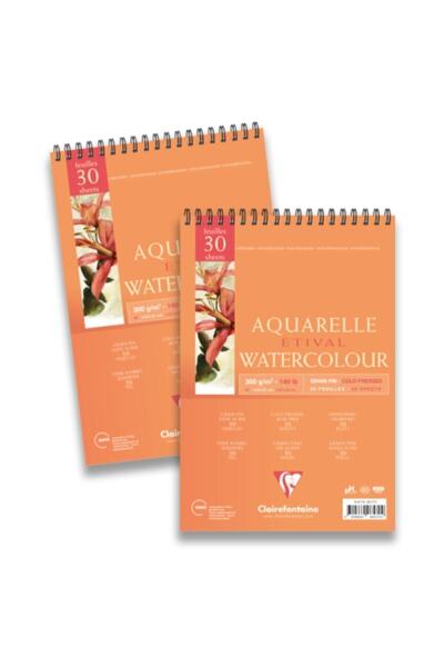 Clairefontaine Etival Suluboya Blok A5 Üstten Spiralli 300 gr 30 Yaprak