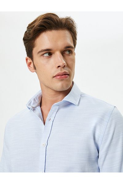 Koton Slim Fit pamut ing - klasszikus galléros, hosszú ujjú, gombos