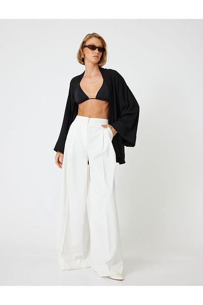 Koton Leinenmischung - Kimono mit 3/4-Ärmeln und Gürtel