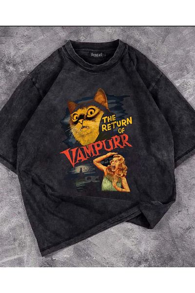 VandiVansi Vampurr Printed Washable Unisex Oversize Vintage T-shirt