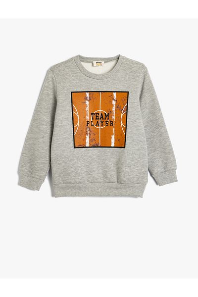 Koton Basketball Printed Long Sleeve Sweatshirt - Crew Neck