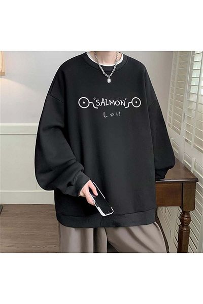 Touz Moda Φούτερ Jujutsu Kaisen Toge Inumaki με εμπριμέ μαύρο Unisex Oversize με λαιμόκοψη