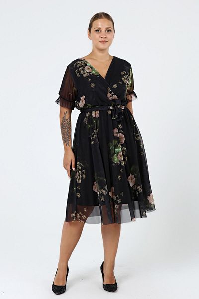 modayız Καλοκαιρινό φόρεμα με διπλό γιακά Plus Size 20c-2151