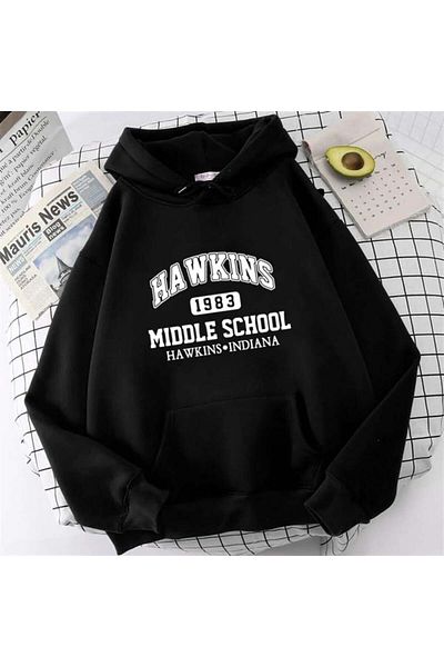 Touz Moda Φούτερ με κουκούλα με κουκούλα με στάμπα Hawkins