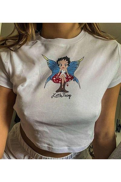 weywot Μπλούζα Stillex Little Fairy με στάμπα με ζώνη σε μήκος Crop