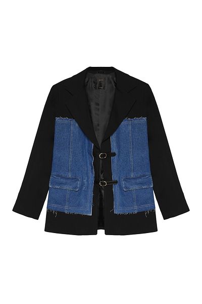 Quzu Μαύρο τζιν Match Blazer - Με αξεσουάρ ζώνης