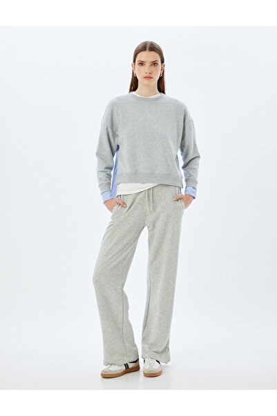 Koton Μακρυμάνικο φούτερ με λαιμόκοψη - δύο διαφορετικά υφάσματα