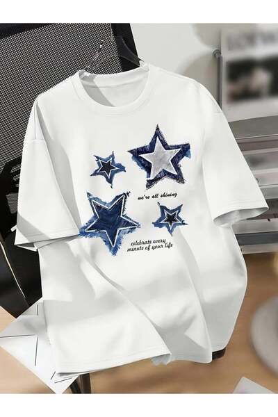 Toum تي شيرت دومبوليري فاشن دينيم ستار مطبوع قصة فضفاضة