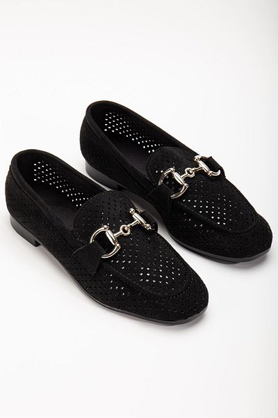 Moda Asmira 401 Black Suede Perforated Casual Women's Ballerinas